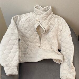 Quilted off-white Women's 1/2 zip Scuba